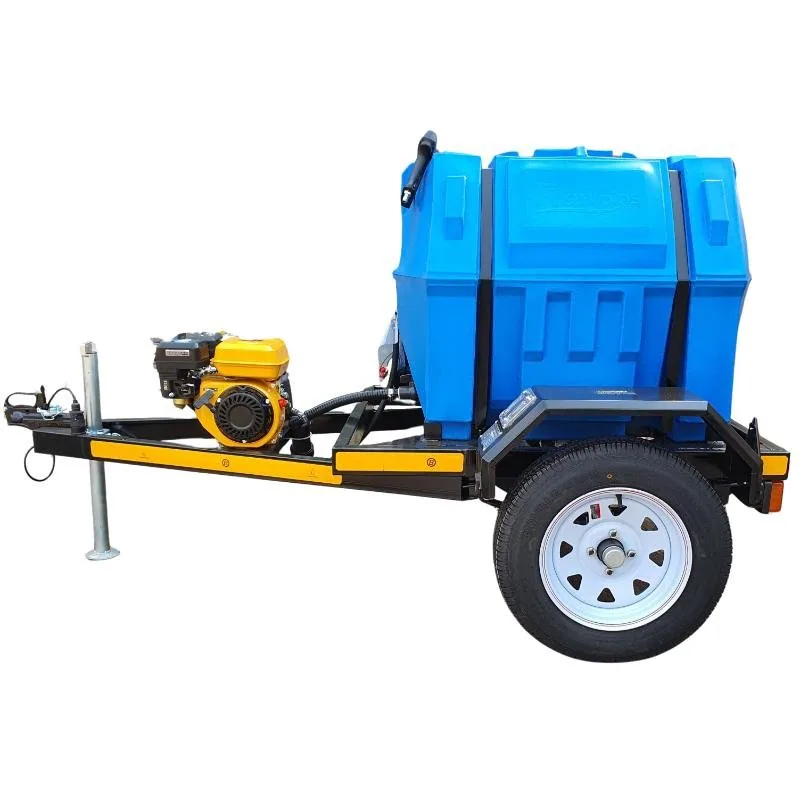 500 L Pressure Washer Trailer, 6.5HP Petrol, 186 Bar, Unbraked 500 L 6.5HP Petrol 186 bar pressure washer trailer, close-up of pump and hose