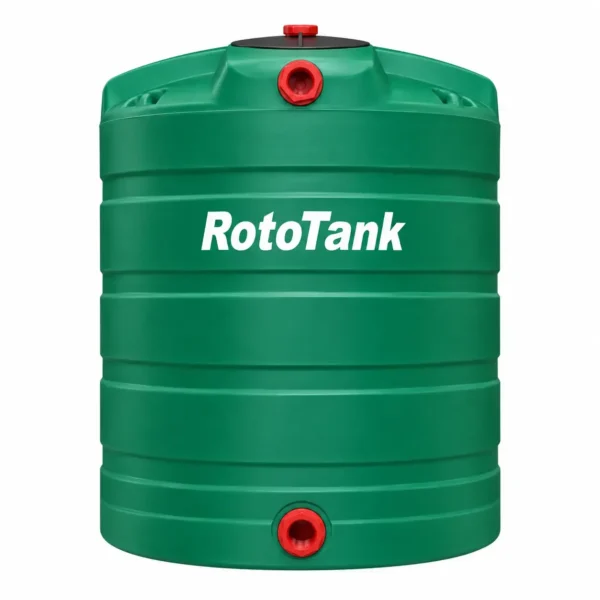 500 L green vertical water tank, 840 mm diameter x 1070 mm high, food-grade LLDPE