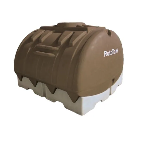 6000 L horizontal water transport tank with forklift pallet, front view