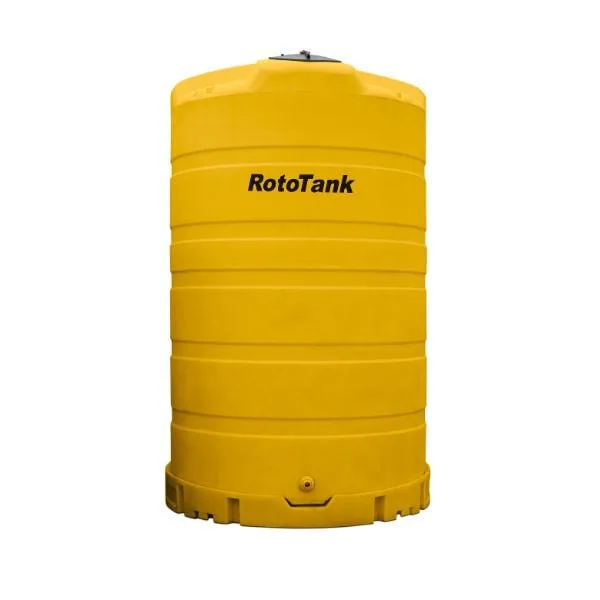6000 L yellow vertical cone-bottom decant tank for diesel and chemicals, on pallet