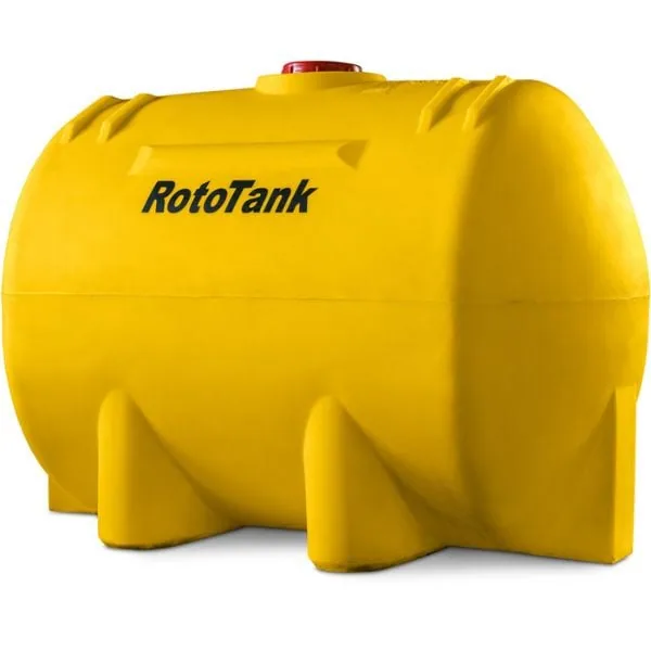 600 L yellow horizontal LLDPE diesel transport tank with base outlet and safety lid