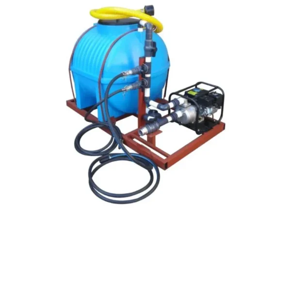 650 L horizontal water bowser bakkie unit with 2.8 bar petrol pump and exec kit with an extra layflat hose