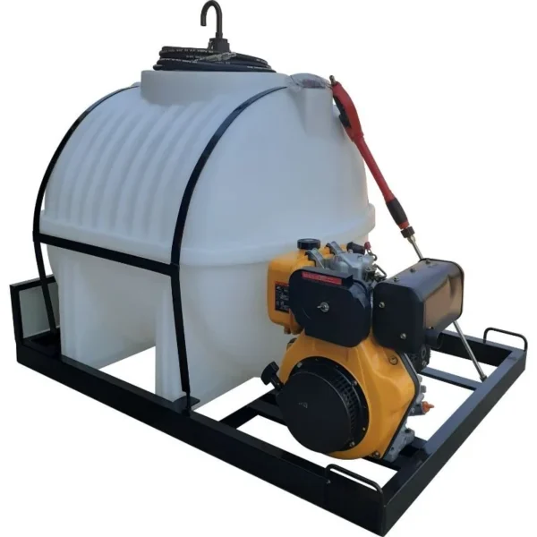 650 L 10HP Diesel 240 bar pressure washer on skid, front view