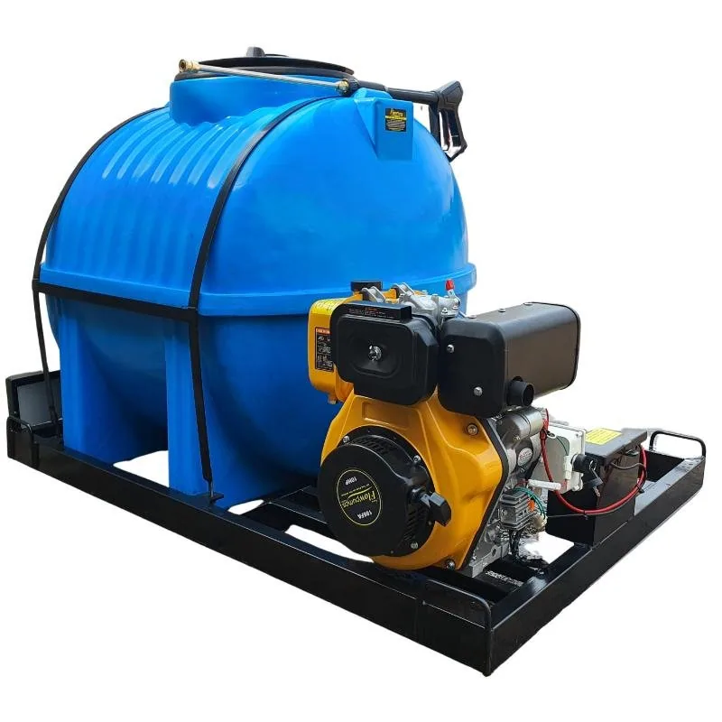 650 L Mobile Pressure Washer, 10HP Electric-Start Diesel, 240 Bar 650 L 10HP E-Start Diesel 240 bar pressure washer on skid, front view