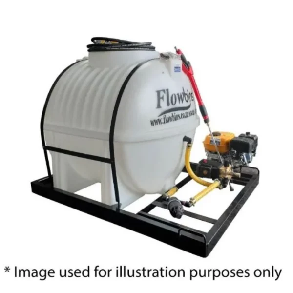 650 L 2.2 kW Electric 100 bar pressure washer on skid, front view