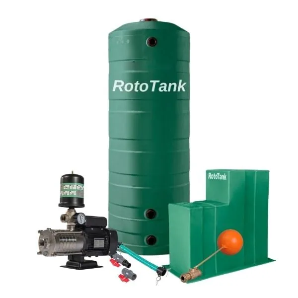 800 L Tank and 0.75 kW HMS Variable Speed Booster Pump Combo 800 L water tank in green, grey and tan colour options