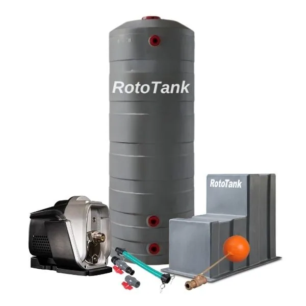 800 L Tank and 0.75 kW Smart VSD Solar-Compatible Pump Combo 800 L water tank in green, grey and tan colour options