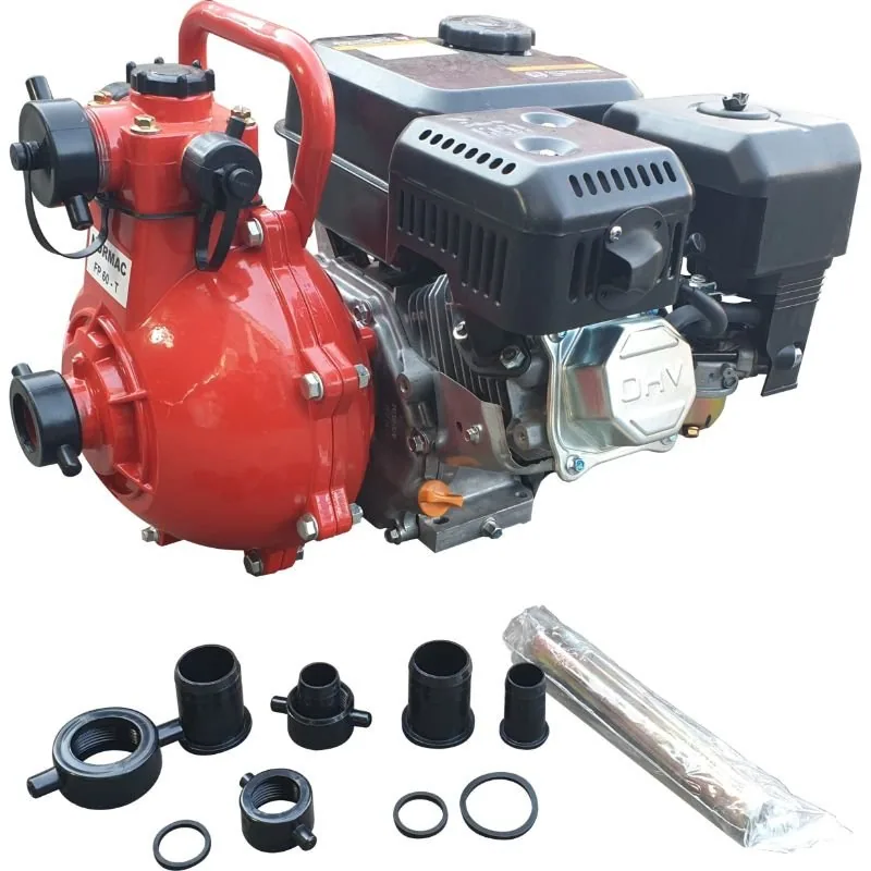 9.5 Bar Twin-Stage Petrol Water Pump, 300 L/min, 95 m Head Twin-stage 7 HP petrol water pump, 300 L/min, 95 m head, angle view