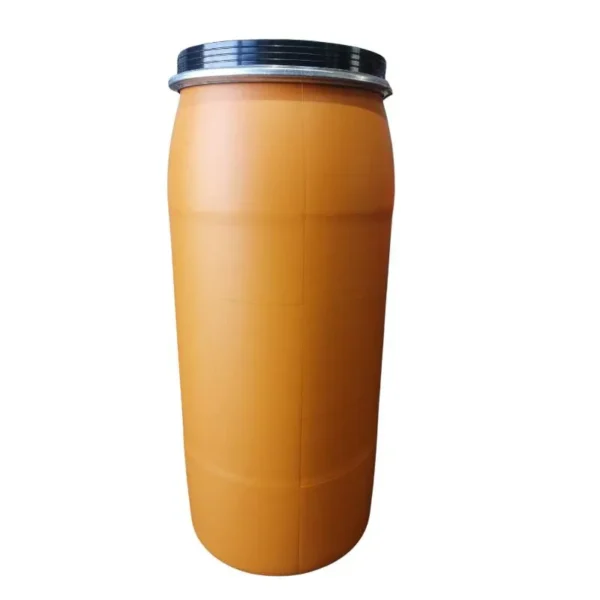 90 L blow-moulded HDPE open-head plastic drum with lid and ring