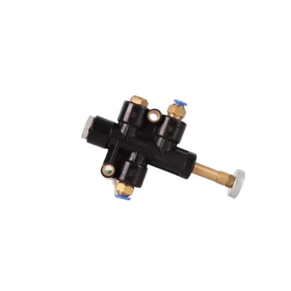 Plastic pneumatic air interlock valve for tanker air circuits
