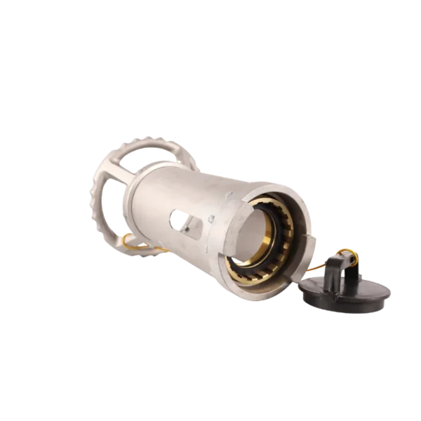 12-tooth Barrett-type tanker offloading coupler with cap, front view