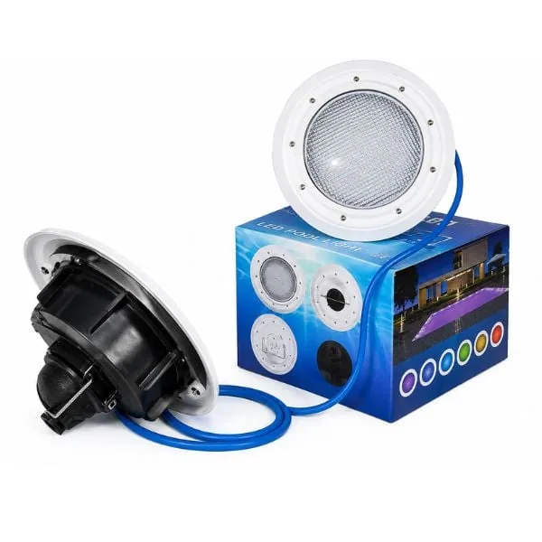 Blue LED Pool Light Retrofit for Existing Light Housings Blue LED pool light retrofit rear and cable