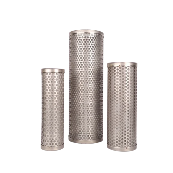 Stainless mesh strainer elements for M-series bulk fuel flowmeters, replacement baskets in several sizes