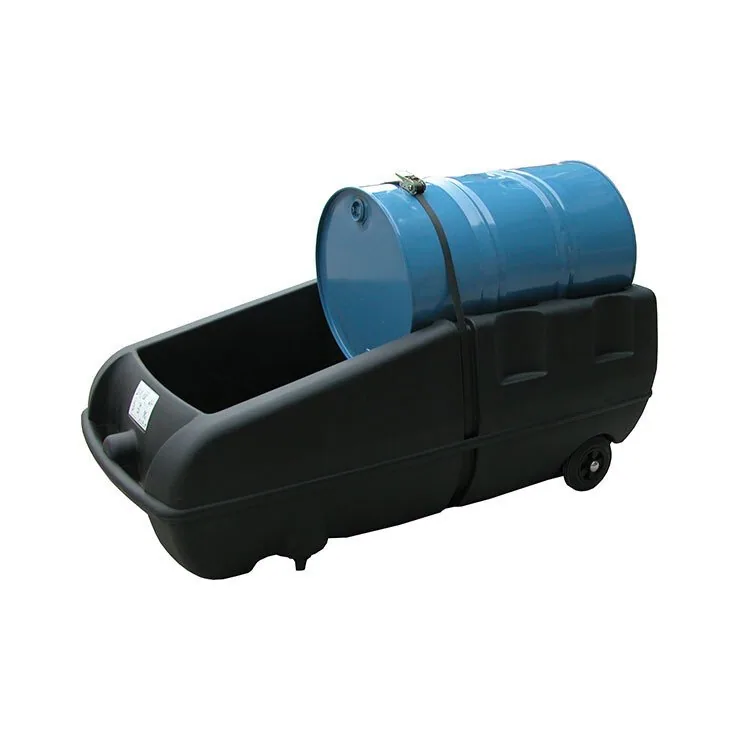 Bunded Drum Trolley for 210 L Drums, 250 L Spill Capacity Bunded drum trolley lying flat for dispensing with 250 L spill capacity