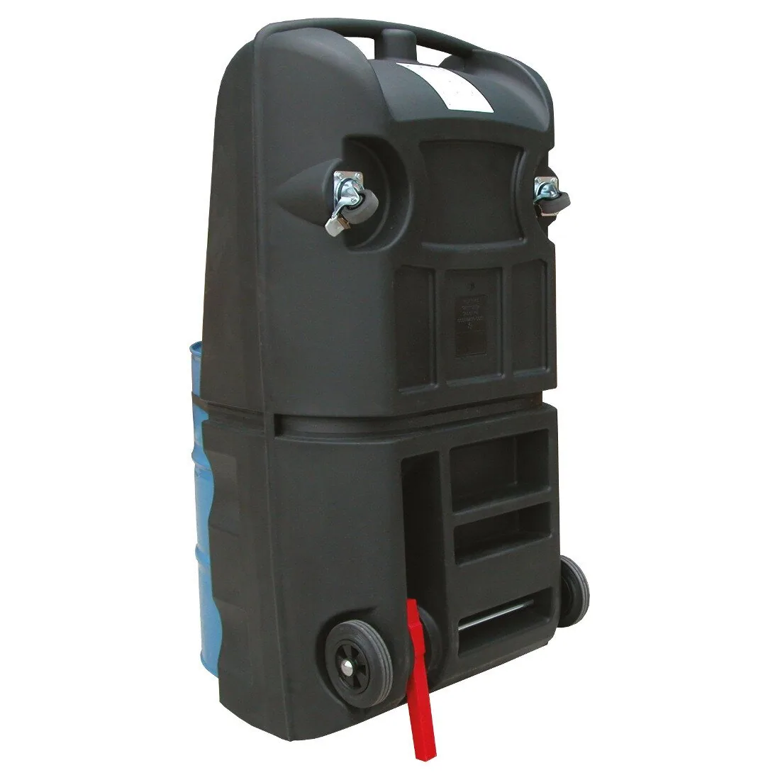 Bunded Drum Trolley for 210 L Drums, 250 L Spill Capacity Two-wheel bunded drum trolley, 1740 mm long, empty