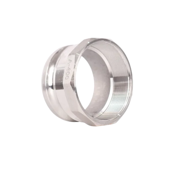 100 mm aluminium camlock Part A male adaptor, 4" female BSP