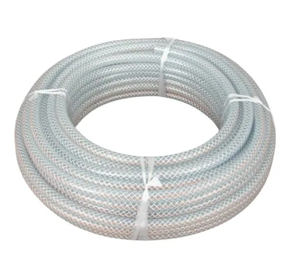 Clear braided reinforced PVC hose, 25 mm internal diameter, sold per metre