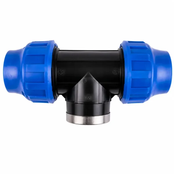 Polypropylene compression female tee PN16 with threaded branch for HDPE pipe