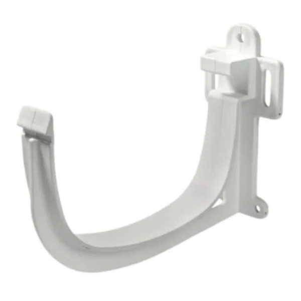 Tan PVC bracket for fixing D-shaped gutter to a fascia board