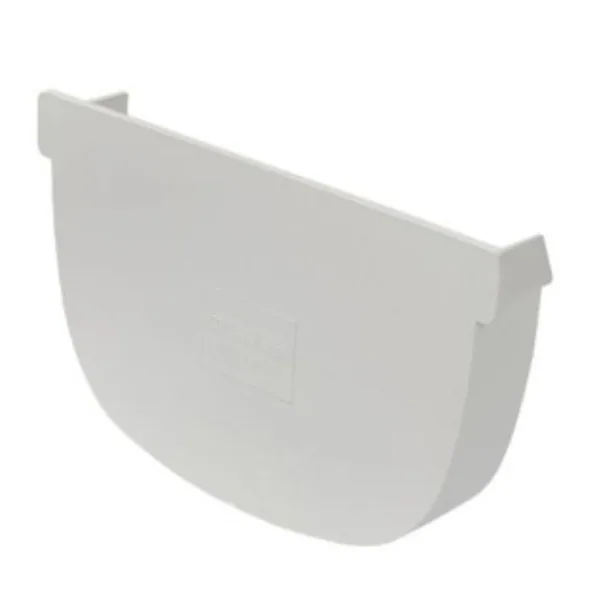Tan PVC clip-in stop end for D-shaped gutter