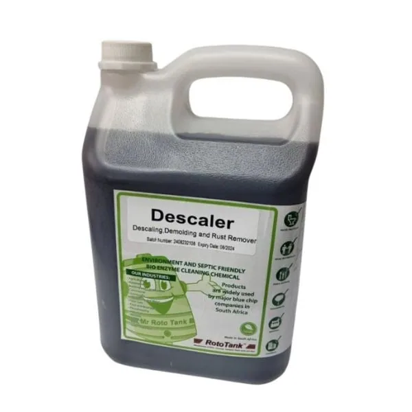 Descaler container for removing limescale, rust and body fats