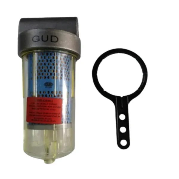 Diesel dirt trap filter with cast-aluminium head, plastic sediment bowl and 1 inch BSP ports