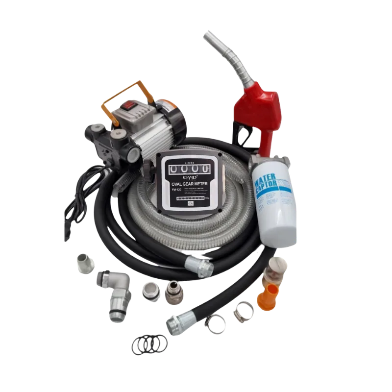 Diesel Kit C, 220V Pump, 60 L/min with Meter, Filter and Hoses Diesel Kit C 220V with DYB60 pump, FM120L meter, nozzle, hoses and water-trap filter