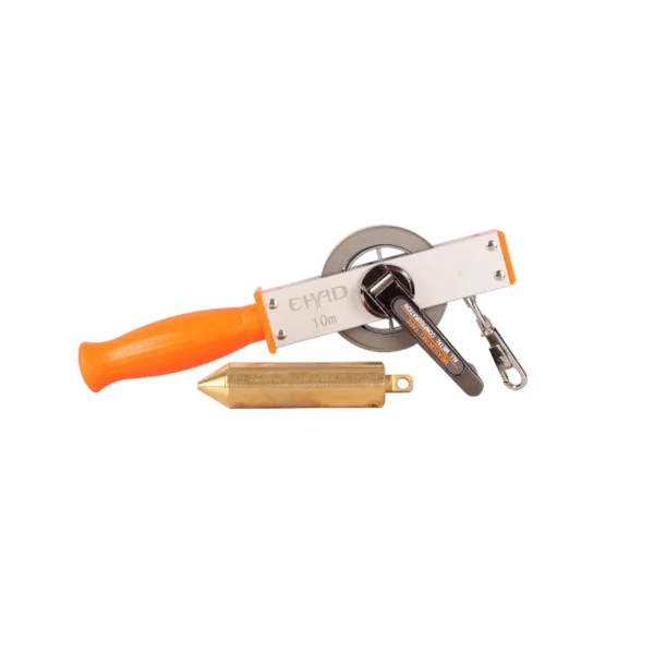 10 m stainless steel dip tape in anodised frame with orange handle