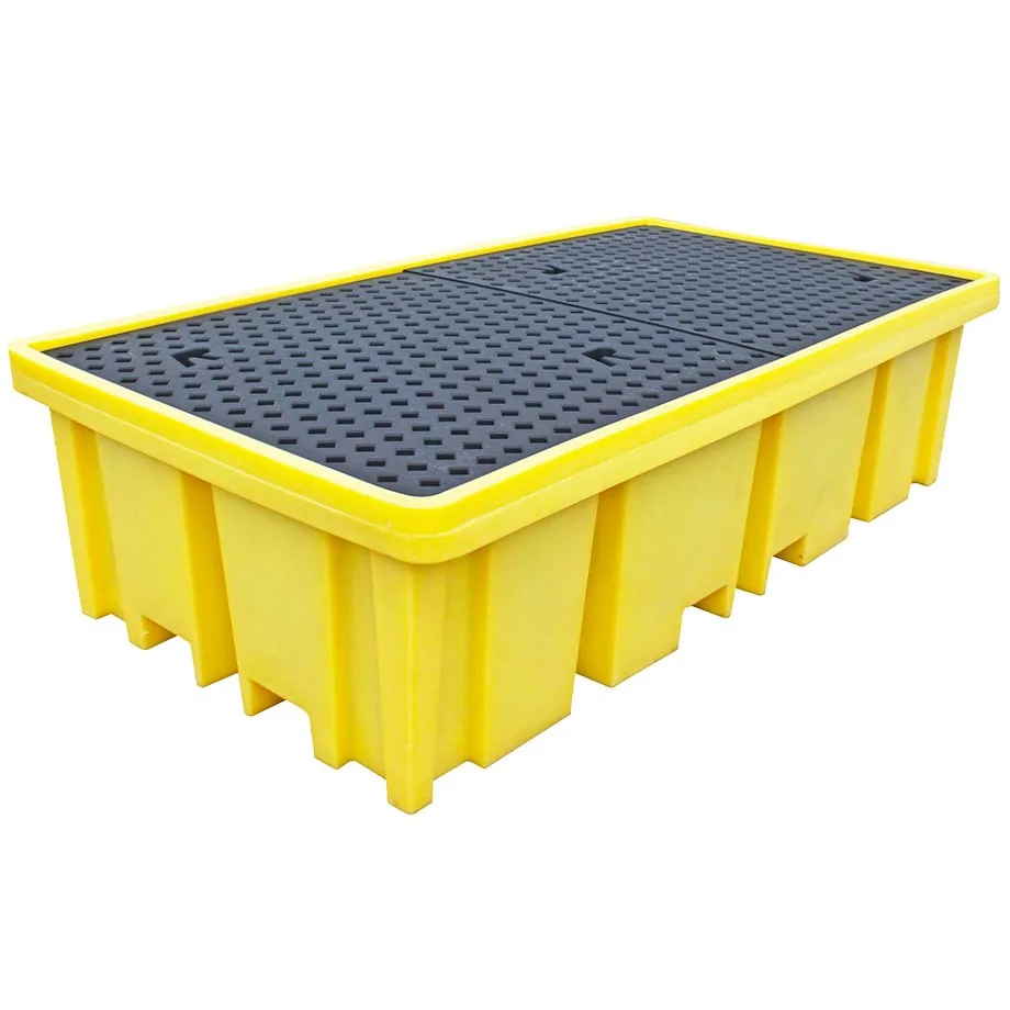 Double IBC Spill Containment Pallet, 1130 L Sump Double IBC spill pallet with two IBCs in place