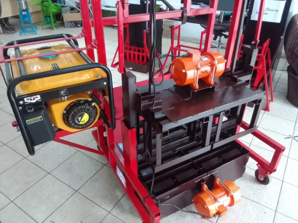 Dual-power rib block egg-layer machine with built-in generator and two vibrator motors in a showroom