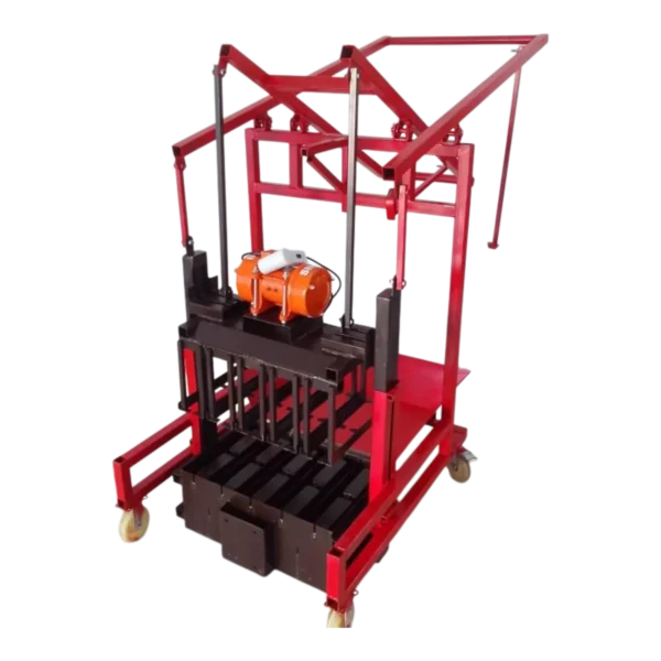 Electric egg-layer brick machine with single 220 V vibrator and pre-installed mould on wheeled frame