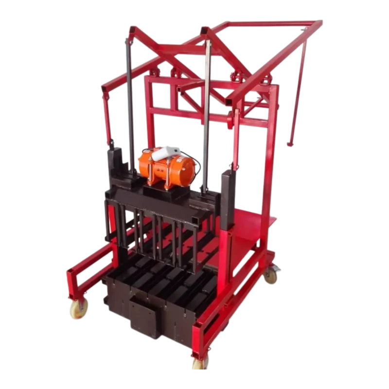 Electric egg-layer brick machine with single 220 V vibrator and pre-installed mould on wheeled frame