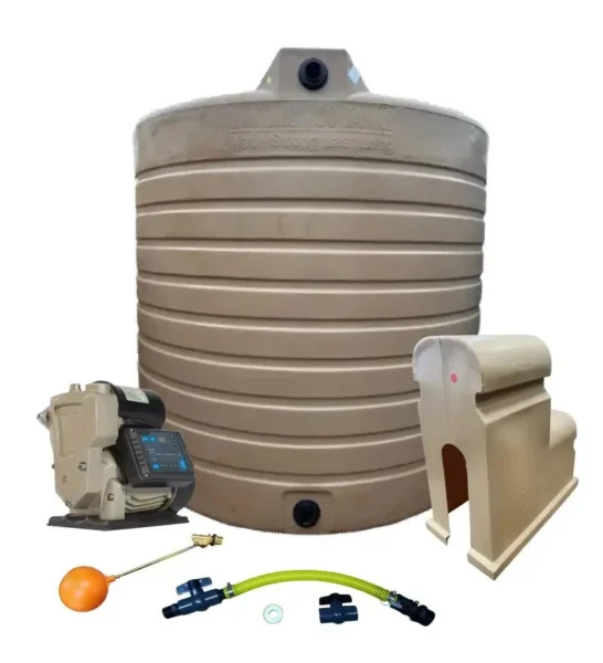 15 000 L water tank with 1.5 kW VSP booster pump