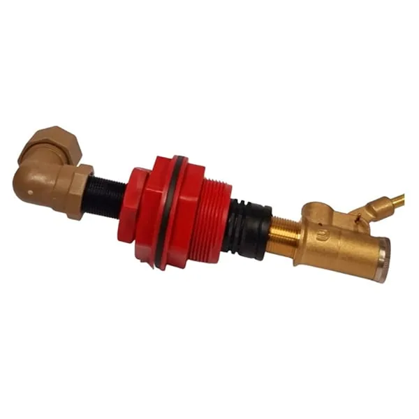 Float valve kit with 20mm brass valve, orange ball float and 40mm red tank connector