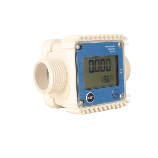 FM-24 1 inch digital turbine chemical flowmeter with polypropylene body and LCD display