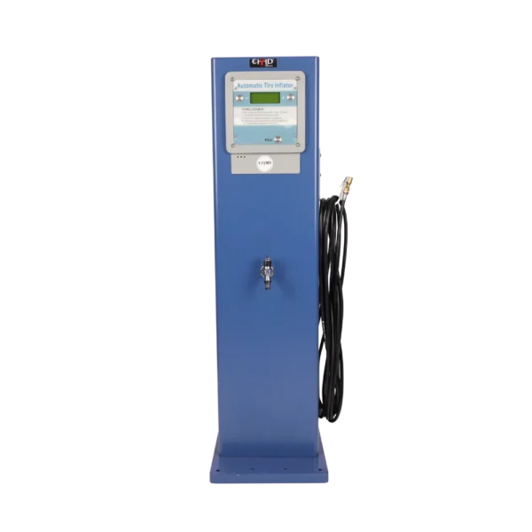 Free-standing digital tyre inflator with water tap, 5 to 102 psi