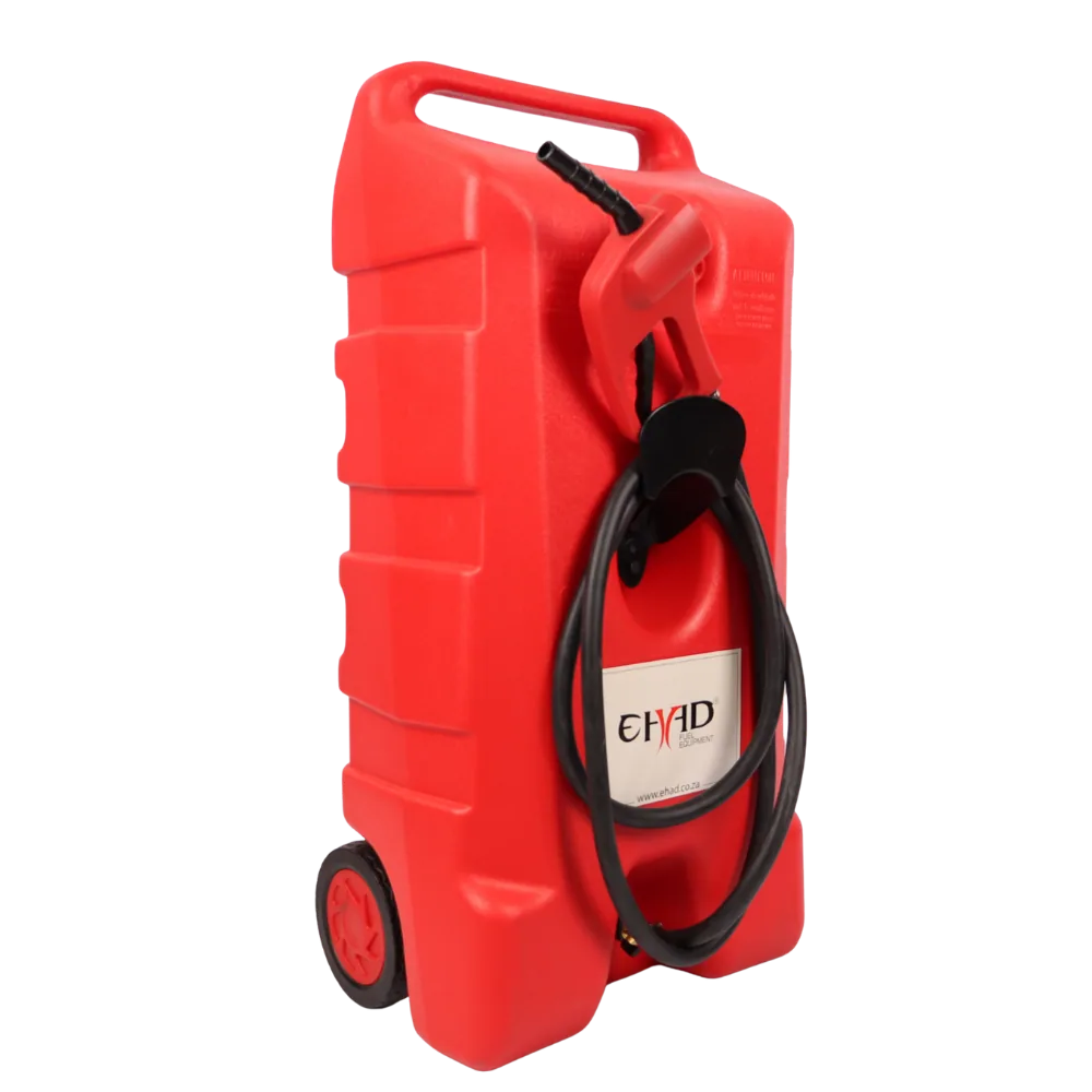 95 L Wheeled Fuel Caddy with Hand Pump and 3 m Hose 95 litre red wheeled fuel caddy with hand pump, hose and nozzle