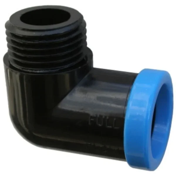 Full Flow ABS male elbow for LDPE irrigation pipe