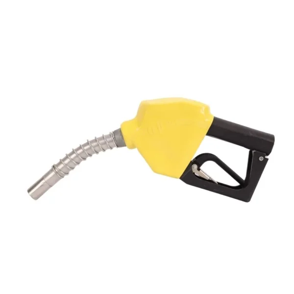 Yellow heavy-duty 19 mm automatic fuel nozzle, 3/4-inch BSP inlet