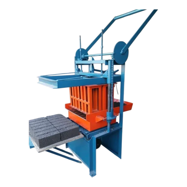 Heavy-duty static brick machine with 4 kW vibration motor, blue block-press frame