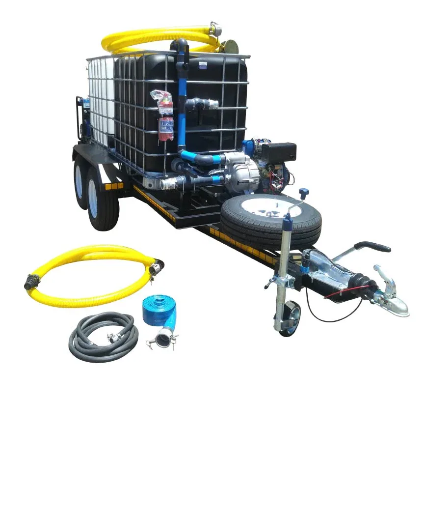 Honey Sucker and Water Bowser Combo Trailer, 2 x 1000 L, Diesel, Braked Double-axle braked trailer with 1000 L honey sucker IBC and 1000 L water bowser IBC, diesel pumps and hoses