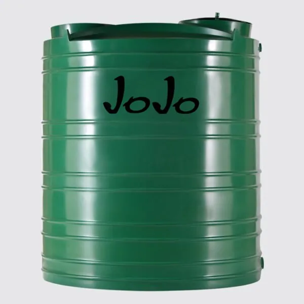 JoJo 2,400 litre green vertical water tank, 1420 mm diameter, 1700 mm high