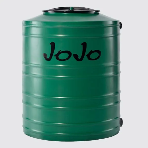 JoJo 500 litre green vertical water tank, 840 mm diameter, 1080 mm high