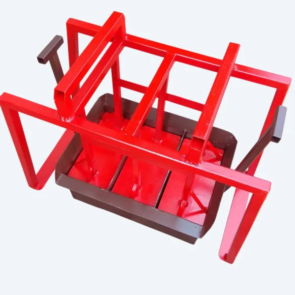 Manual 3-drop V block machine with steel lever press on a light background