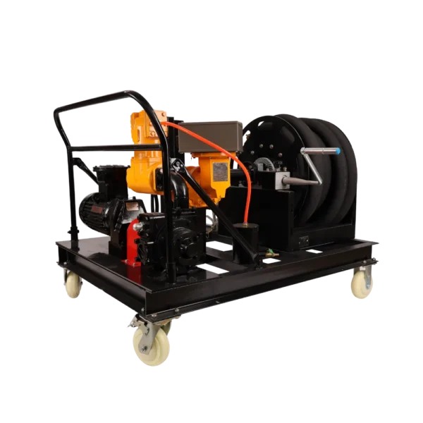 MFD-50 explosion-proof mobile fuel unit on trolley with 2 inch vane pump, meter and hose reel