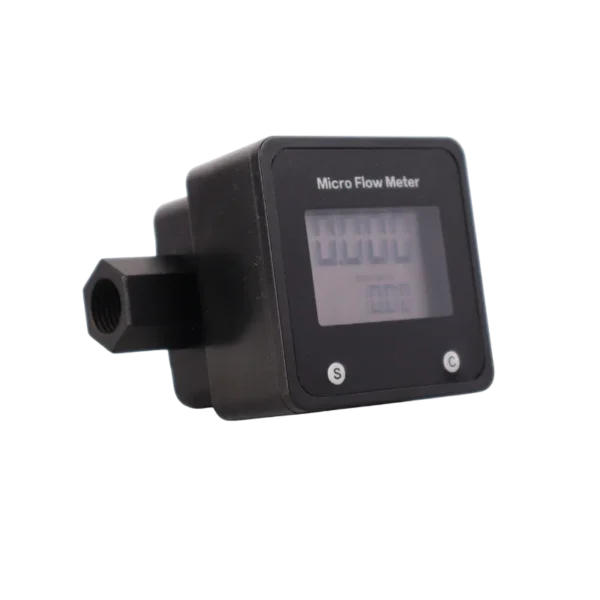 FS100DIS micro digital flowmeter, 2 to 90 L/h, G1/4 inch ports for generator fuel use