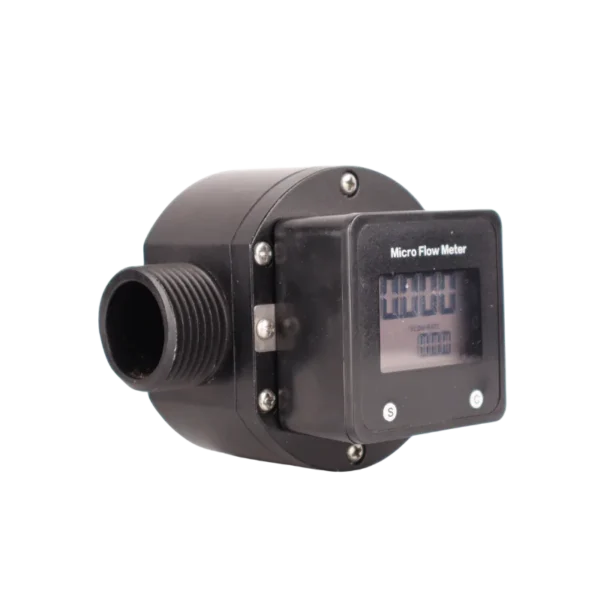 Micro digital flowmeter with LCD and 1 inch ports for 200-5000 L/h flows
