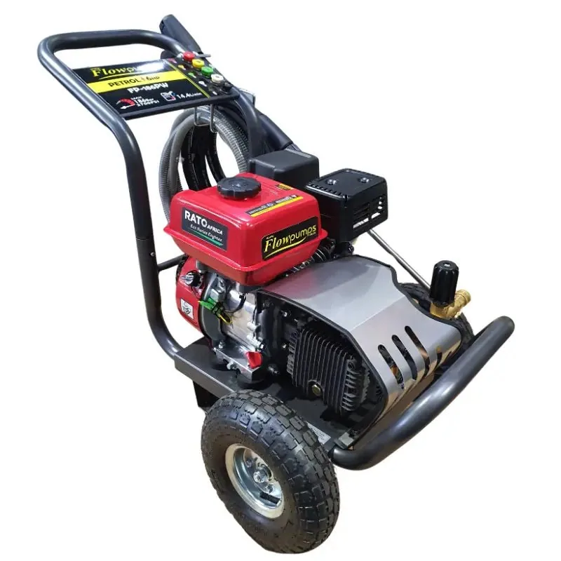 6 HP Petrol Trolley Pressure Washer, 186 Bar, 14 L/min, 8 m Hose 6 HP petrol trolley pressure washer, 186 bar, 14 L/min, front view