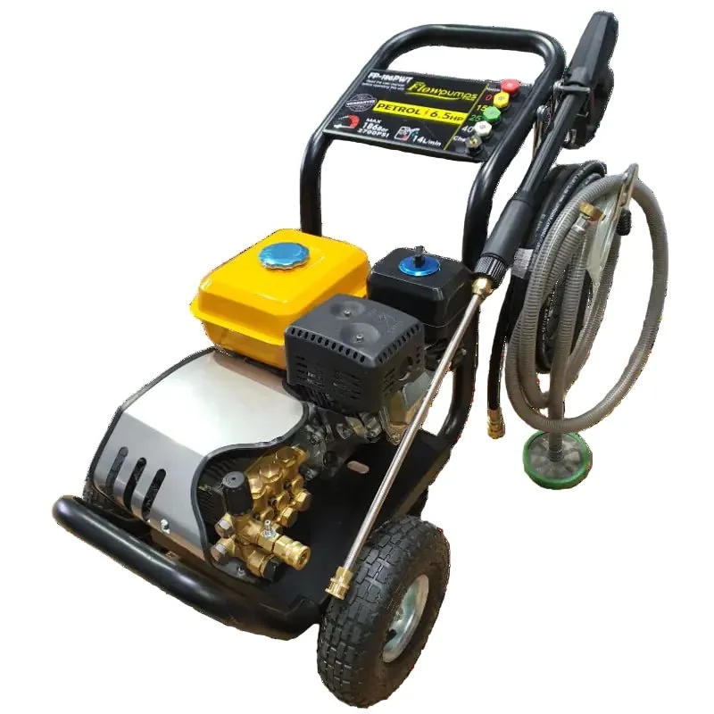 6.5 HP Petrol Trolley Pressure Washer, 186 Bar, 12.6 L/min 186 bar petrol pressure washer on trolley, side view