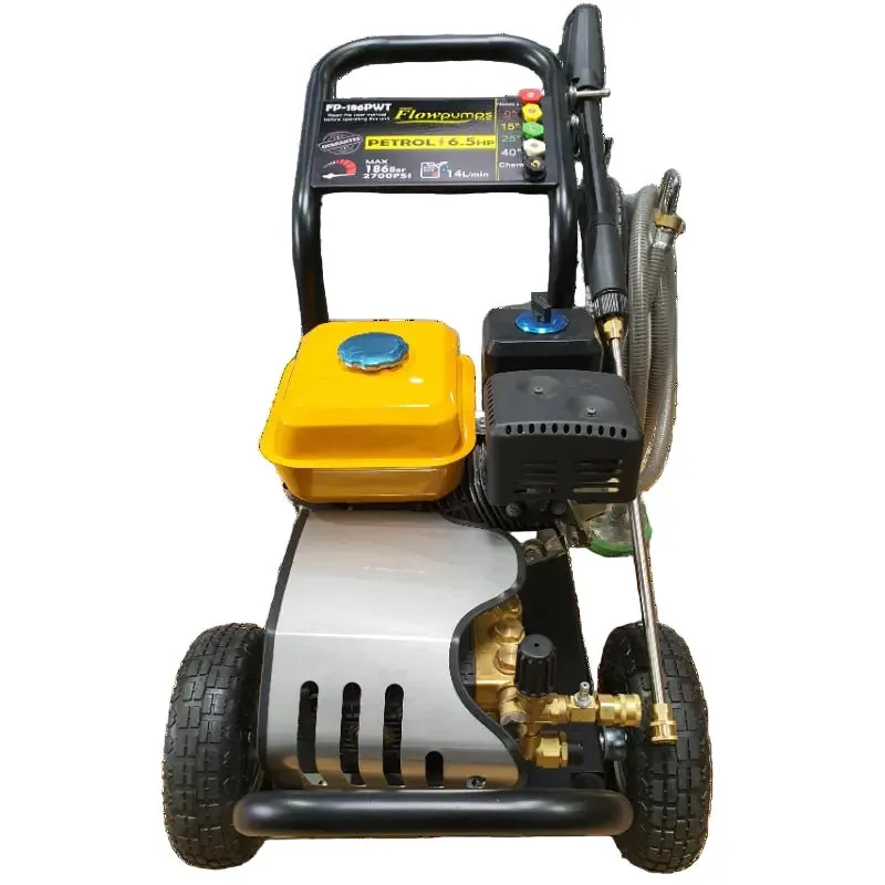 6.5 HP Petrol Trolley Pressure Washer, 186 Bar, 12.6 L/min 6.5 HP petrol pressure washer with hose and lance
